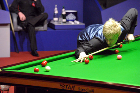 Champion twelve months ago, Neil Robertson will again take some serious stopping (with thanks to Monique Limbo for all photos in this piece)